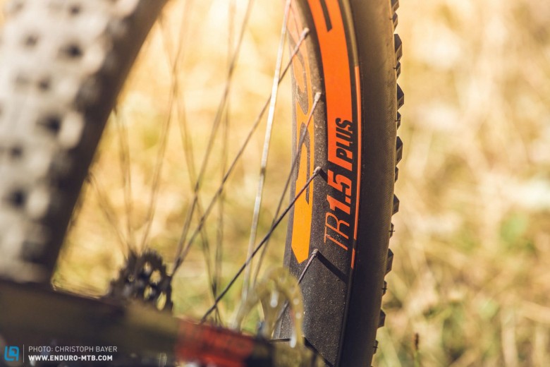 Supported: Plus-size tyres demand one thing, and that’s wide rims! These ensure that the tyres won’t flex in corners, and at the same time they increase the air volume that bit more. The 40 mm Syncros rims excel at this duty.  