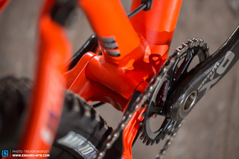 The single ring specific design lets Whyte run oversized pivots and shorten the rear end.