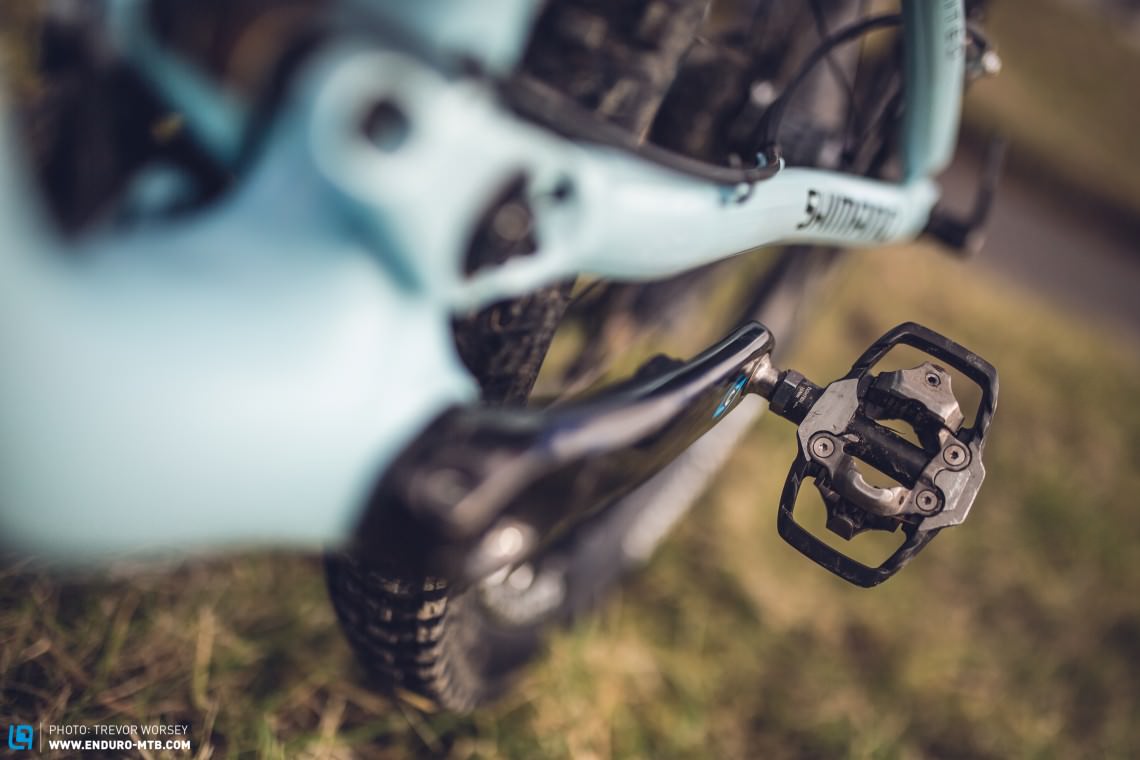 Shimano XT Trail pedals are both reliable and lightweight.