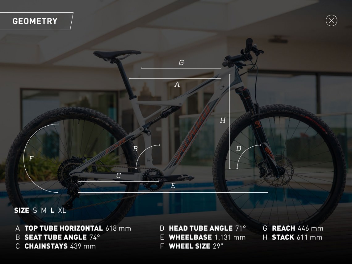 Geometry of the Specialized Epic Elite Carbon 29 World Cup
