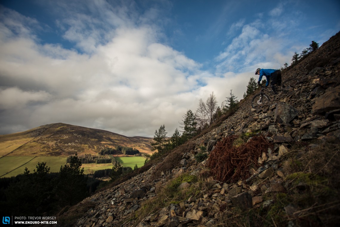 This is the terrain that the new Nukeproof Mega 290 Pro loves, fast, open and rocky.
