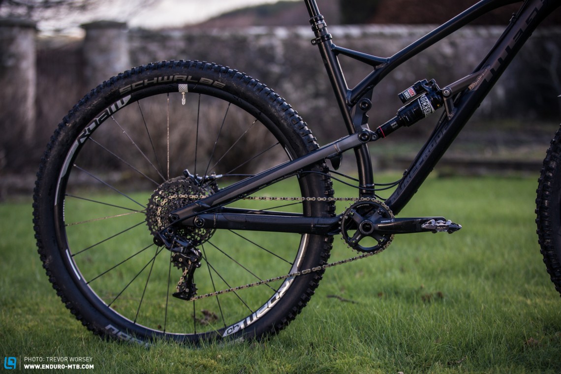 The SRAM X01 drivetrain on the Nukeproof Mega 290 Pro has performed faultlessly, not a single missed shift.
