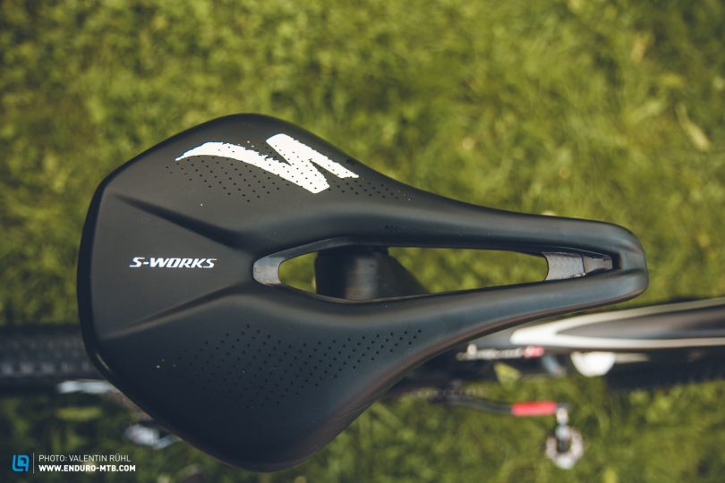 The S-WORKS Power saddle on Annika’s bike is short and wide, enlarging pressure and relief points, even when riding aggressively.