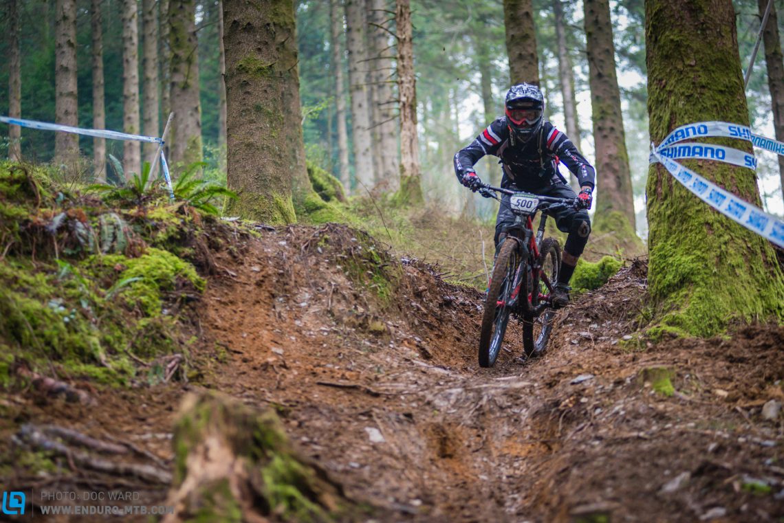 Andrew Titley makes light work of the tough terrain, on his way to the overall Vets win.