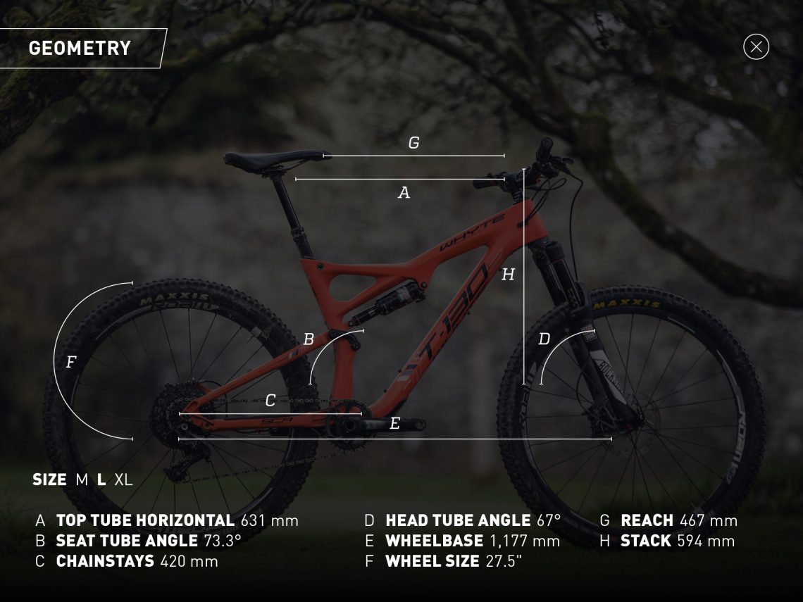 Geometry of the Whyte T-130C RS.