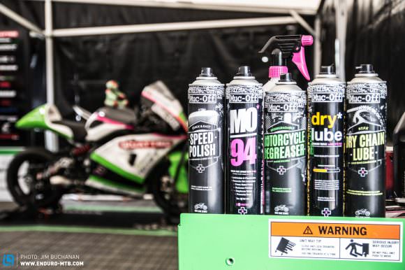 Muc-Off, strange to see it be used so profusely at an event other than a mountain bike race! 