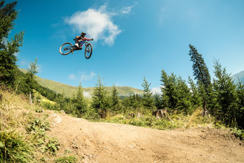 Timo getting some serious air time on his Propain Tyee