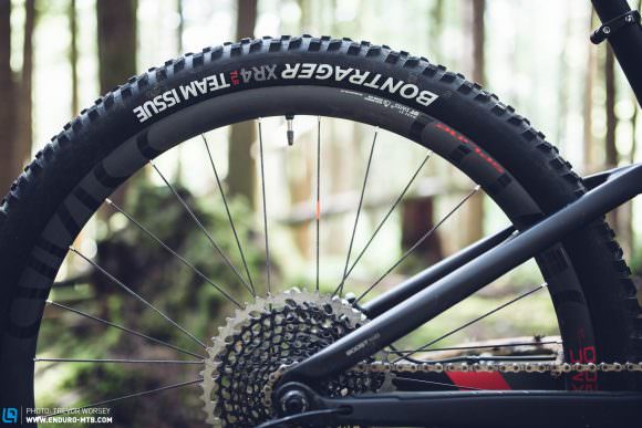 The Bontrager XR3 Team Issue tyres are a good all rounder, but more aggressive riders will look to the XR4