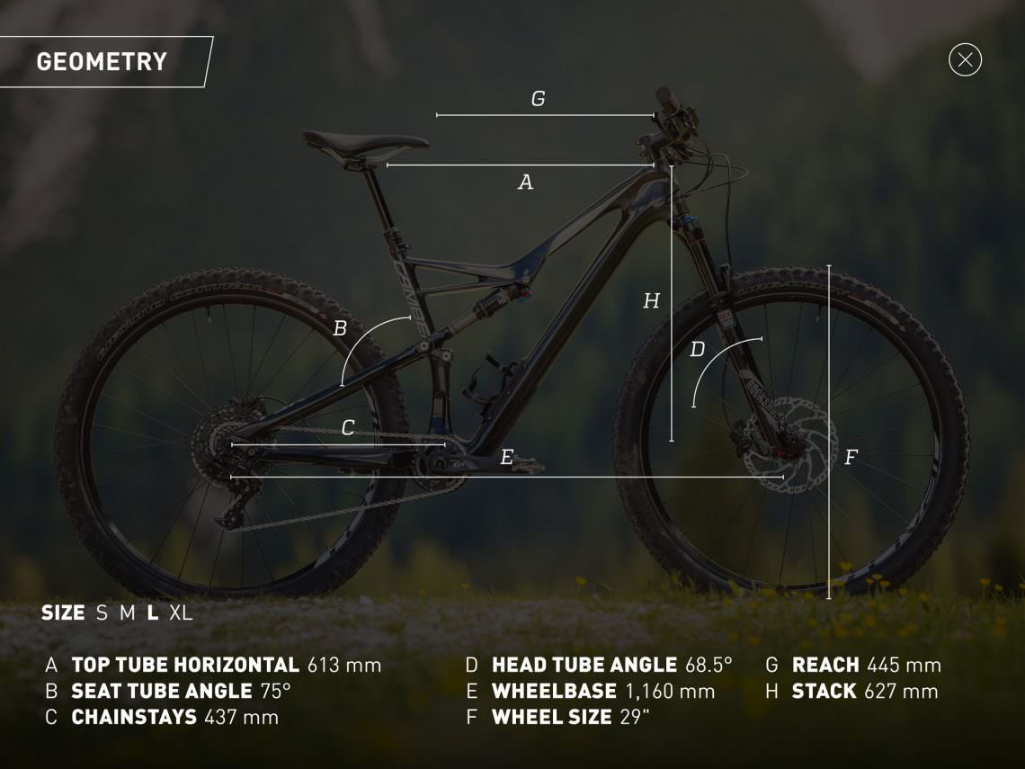 Geometry of the Specialized Camber Carbon Comp 29