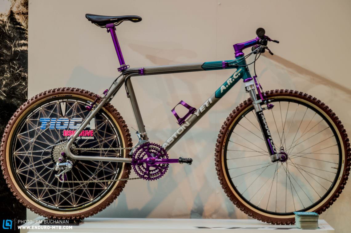 You can't beat a bit of retro vintage when it comes to a bike show, here Yeti displayed their early 90's race bike, sporting some very bling anodised components from back in the day.