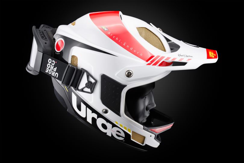 Goggles can be stored on the back of the helmet on race transfers.