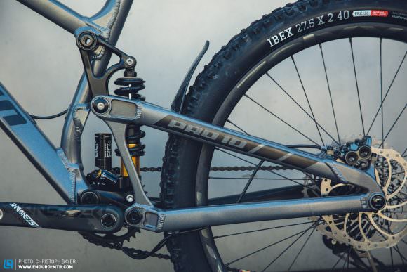 Propain have dubbed their own rear end as the Pro 10 with its floating pivot rear shock.