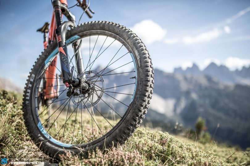 The WTB Convict 2.5 is a big, burly aggressive tire that excels in loose or rough terrain.