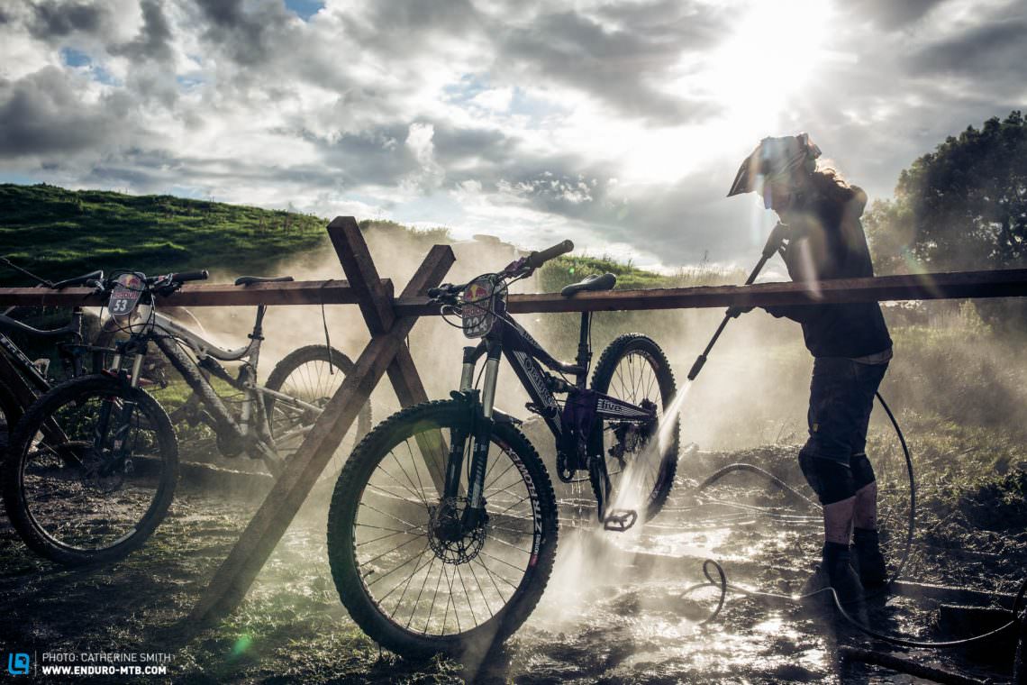 With plenty of mud to rinse off the bike wash was working hard.