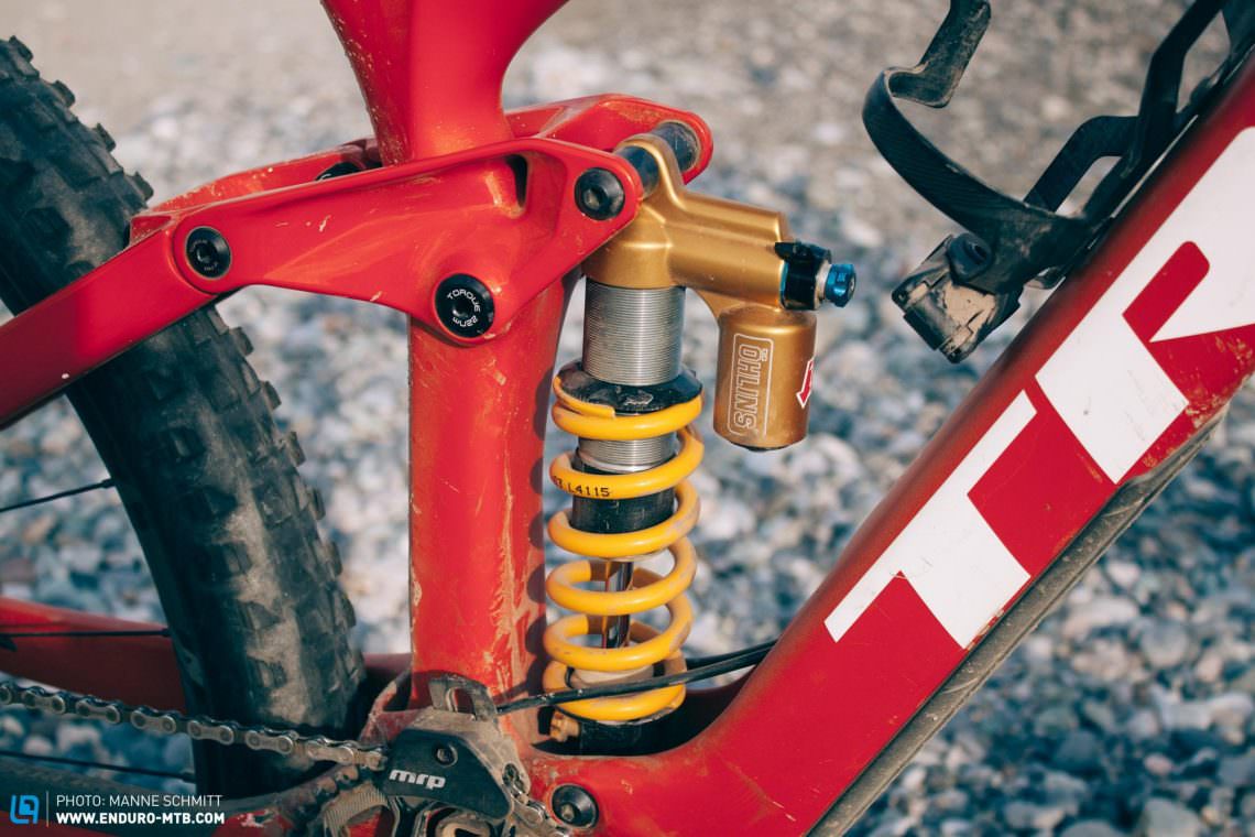 The yellow spring on the Öhlins TTX 22 M rear shock was an immediate giveaway of the non-series spec.