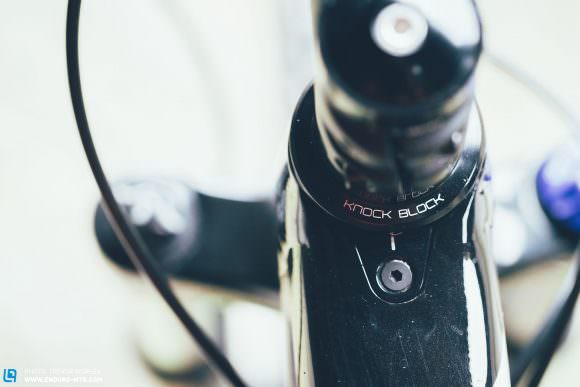 Knock Block: Trek’s new Straight Shot down tube does boost frame stiffness, but requires the use of a special headset that limits fork rotation. It works well, but does increase complexity.