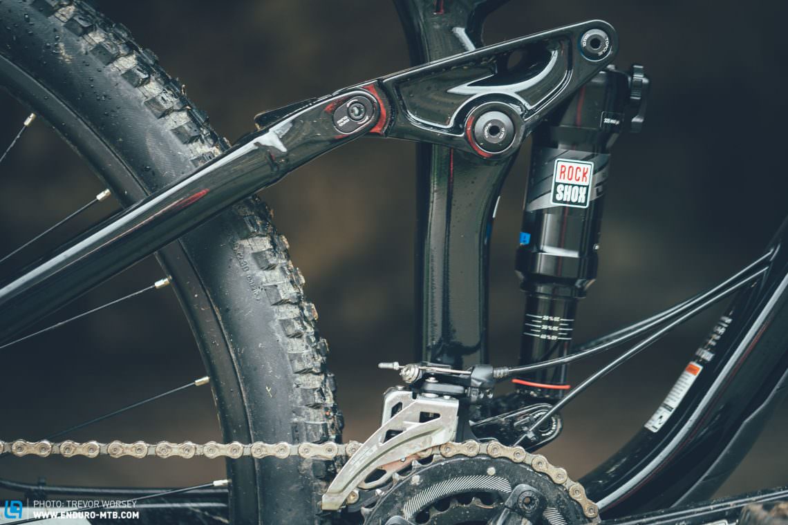 Best in test: Trek’s Full Floater ABP suspension is class-leading. Active and supportive, it laughs at rocks and big impacts, keeping control while others have lost the plot.
