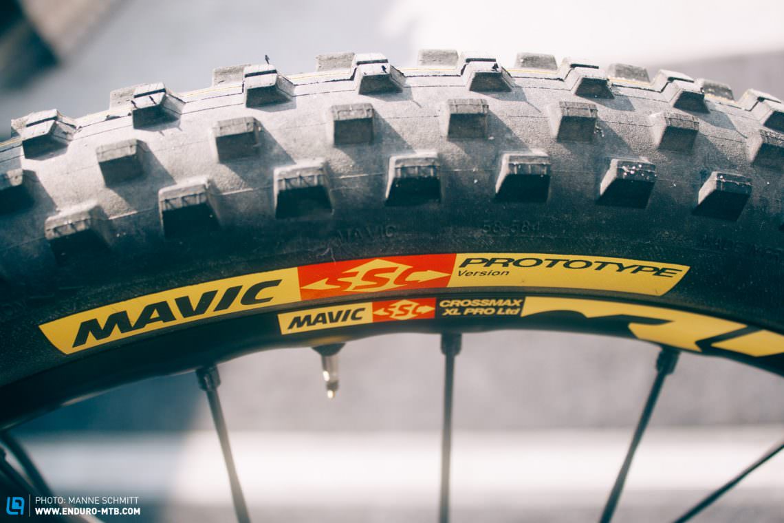 Justin was riding with a Mavic Crossmax Charge prototype tire at the rear.