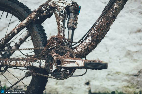 We have been impressed with the SLX drivetrain, soldering on in the mud and always shifting accurately.